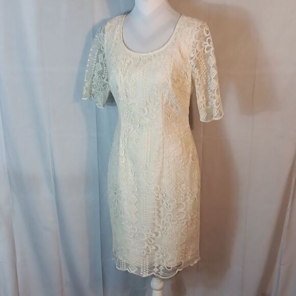 Alex Marie Elegant Cream Lace Dress - Picture 9 of 9